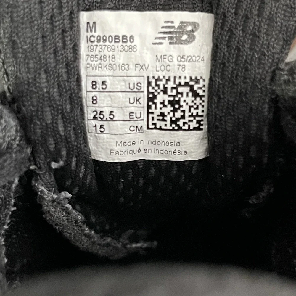 New Balance 990 v6 Shoes Toddler Kid Sz 8.5 Black IC990BB6
